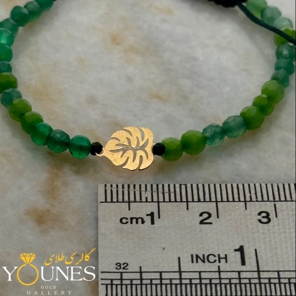 دستبند برگ مینیمال طلا لیزری